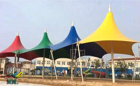 多色膜結構傘的結構體系*多色膜結構傘整體構造遮陽防雨