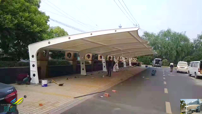 武漢景觀張拉膜結構停車棚設施設計圖片廠家工程